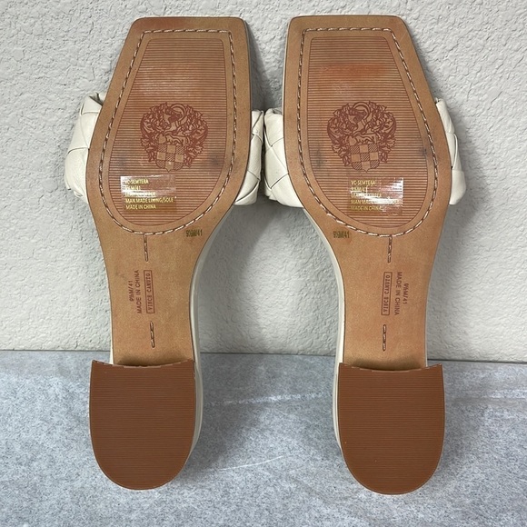 New Vince Camuto Semtera Block Heel Slide Sandal Cream Beige Braided Sz 9.5 - Picture 10 of 12